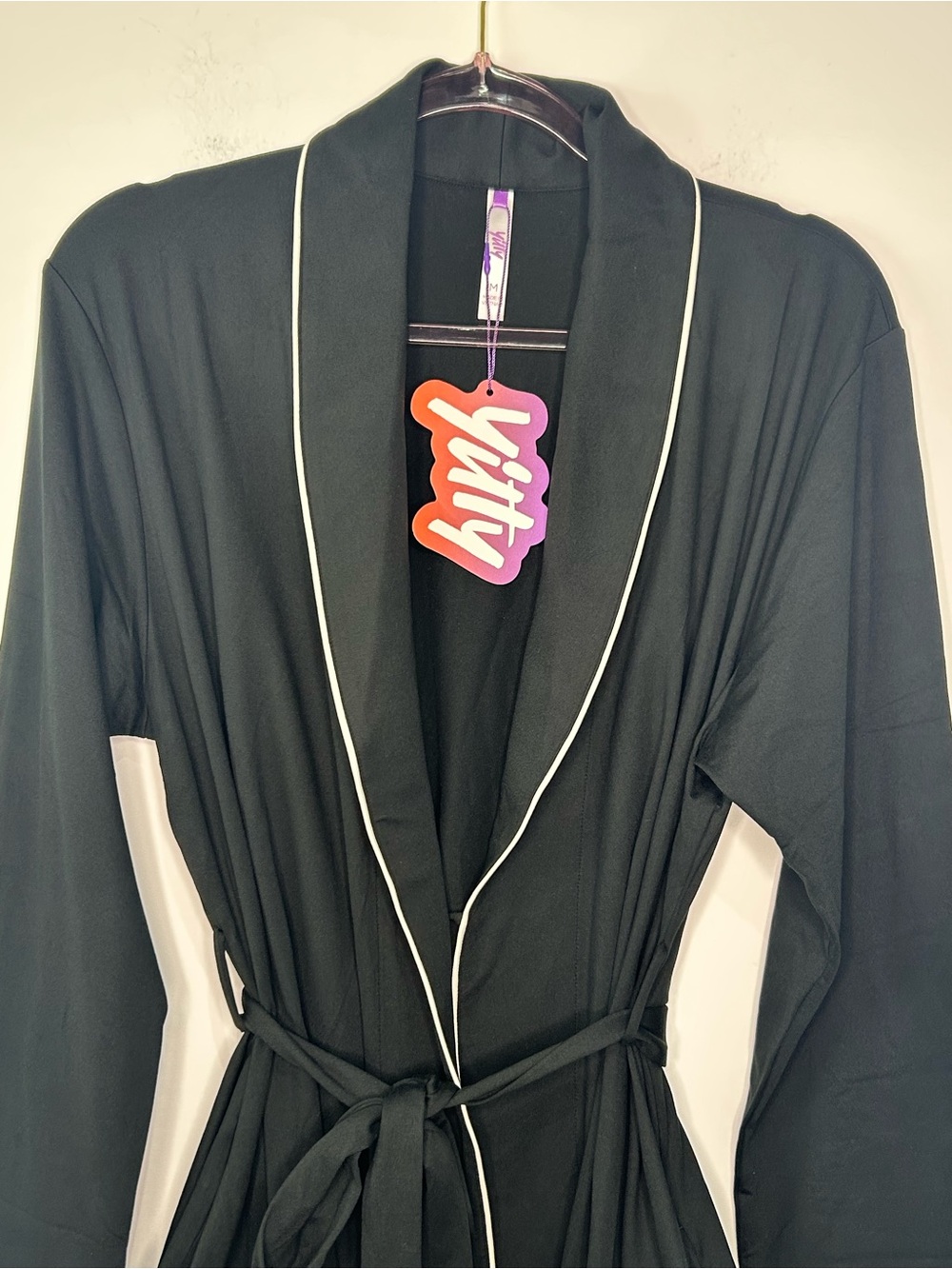 YITTY Cloud Jersey Sleep Robe by Fabletics, in Black, size Medium NWT - Picture 2 of 7
